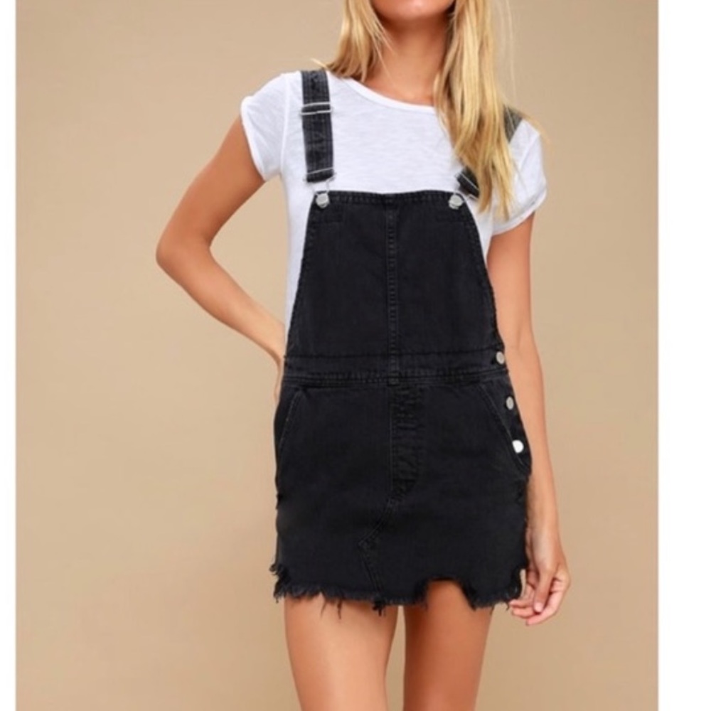 Free People storm Up Washed Black Denim Jumper